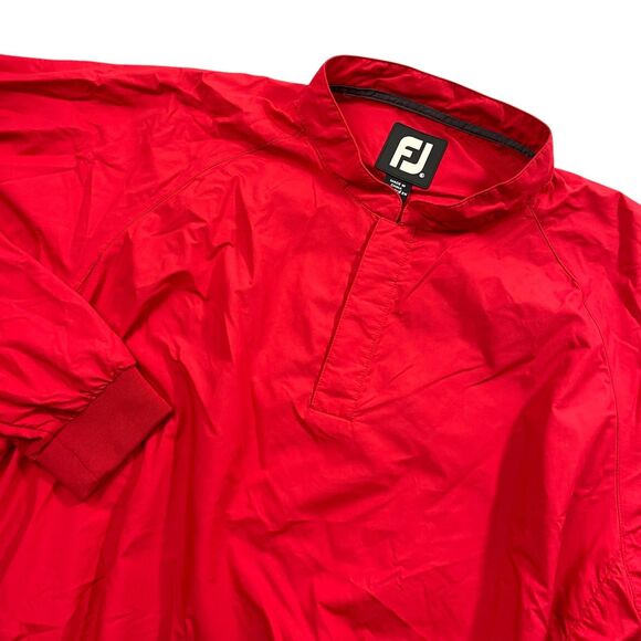 Footjoy XL Red Long Sleeve Windbreaker 1/4 Snap 100% Nylon Elastic Waist - Picture 2 of 6